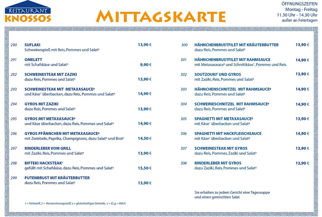 Mittagskarte - Stand 10-2024
